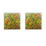 Colorful brush strokes painting on a green background                                                    Cufflinks (Square)