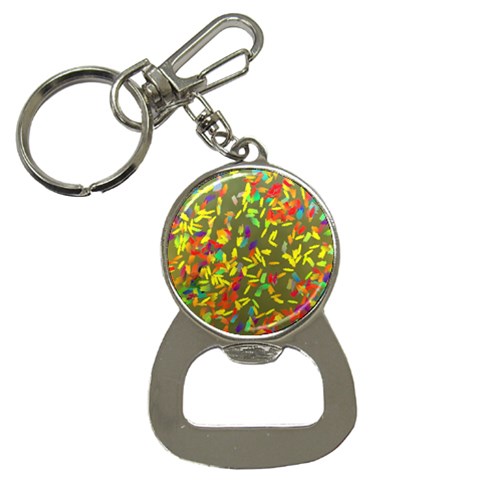 Colorful brush strokes painting on a green background                                                    Bottle Opener Key Chain from ArtsNow.com Front