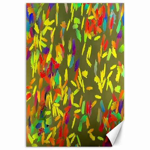 Colorful brush strokes painting on a green background                                                    Canvas 12  x 18  from ArtsNow.com 11.88 x17.36  Canvas - 1