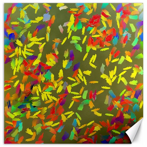 Colorful brush strokes painting on a green background                                                    Canvas 16  x 16  from ArtsNow.com 15.2 x15.41  Canvas - 1