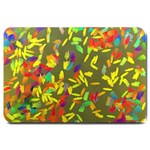 Colorful brush strokes painting on a green background                                                    Large Doormat