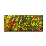 Colorful brush strokes painting on a green background                                                    Hand Towel