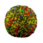 Colorful brush strokes painting on a green background                                                   Standard 15  Premium Flano Round Cushion