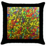 Colorful brush strokes painting on a green background                                                    Throw Pillow Case (Black)