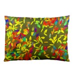 Colorful brush strokes painting on a green background                                                    Pillow Case