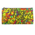 Colorful brush strokes painting on a green background                                                   Pencil Case