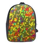 Colorful brush strokes painting on a green background                                                    School Bag (Large)