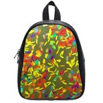 Colorful brush strokes painting on a green background                                                    School Bag (Small)