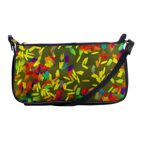 Colorful brush strokes painting on a green background                                                    Shoulder Clutch Bag from ArtsNow.com Front