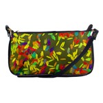 Colorful brush strokes painting on a green background                                                    Shoulder Clutch Bag