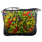 Colorful brush strokes painting on a green background                                                    Messenger Bag