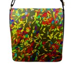 Colorful brush strokes painting on a green background                                                    Flap Closure Messenger Bag (L)