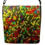 Colorful brush strokes painting on a green background                                                    Flap Closure Messenger Bag (S)