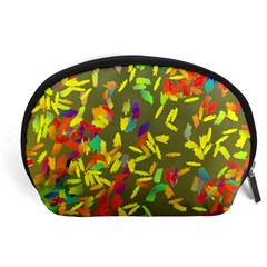 Colorful brush strokes painting on a green background                                                    Accessory Pouch from ArtsNow.com Front