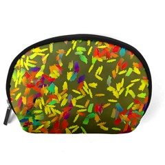 Colorful brush strokes painting on a green background                                                    Accessory Pouch from ArtsNow.com Back