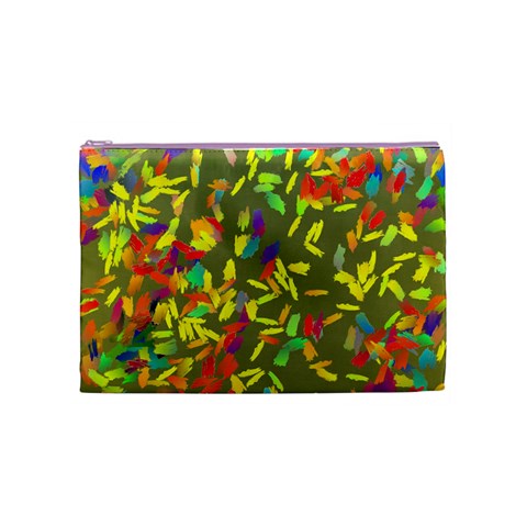 Colorful brush strokes painting on a green background                                                    Cosmetic Bag from ArtsNow.com Front