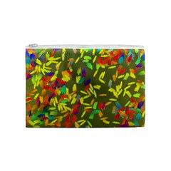 Colorful brush strokes painting on a green background                                                    Cosmetic Bag from ArtsNow.com Front