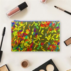 Colorful brush strokes painting on a green background                                                    Cosmetic Bag from ArtsNow.com Front