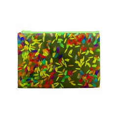 Colorful brush strokes painting on a green background                                                    Cosmetic Bag from ArtsNow.com Front