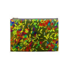 Colorful brush strokes painting on a green background                                                    Cosmetic Bag from ArtsNow.com Front