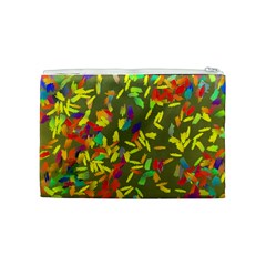 Colorful brush strokes painting on a green background                                                    Cosmetic Bag from ArtsNow.com Back