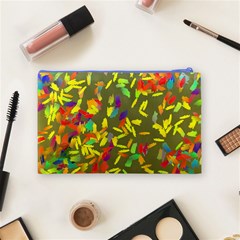 Colorful brush strokes painting on a green background                                                    Cosmetic Bag from ArtsNow.com Back