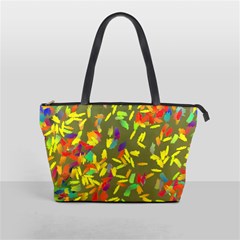 Colorful brush strokes painting on a green background                                                    Classic Shoulder Handbag from ArtsNow.com Front