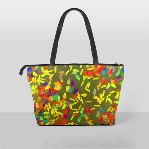 Colorful brush strokes painting on a green background                                                    Classic Shoulder Handbag from ArtsNow.com Back