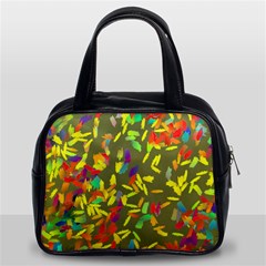 Colorful brush strokes painting on a green background                                                    Classic Handbag (Two Sides) from ArtsNow.com Front