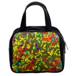 Colorful brush strokes painting on a green background                                                    Classic Handbag (Two Sides)