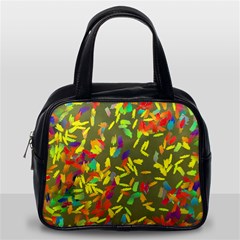 Colorful brush strokes painting on a green background                                                    Classic Handbag (Two Sides) from ArtsNow.com Back