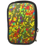 Colorful brush strokes painting on a green background                                                    Compact Camera Leather Case