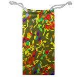 Colorful brush strokes painting on a green background                                                    Jewelry Bag