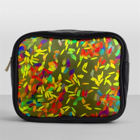 Colorful brush strokes painting on a green background                                                    Mini Toiletries Bag (One Side) from ArtsNow.com Front