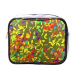 Colorful brush strokes painting on a green background                                                    Mini Toiletries Bag (One Side)