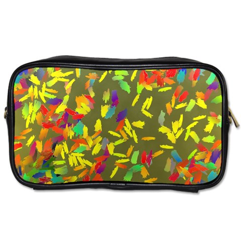 Colorful brush strokes painting on a green background                                                    Toiletries Bag (One Side) from ArtsNow.com Front