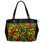 Colorful brush strokes painting on a green background                                                    Oversize Office Handbag