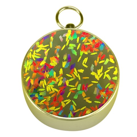 Colorful brush strokes painting on a green background                                                    Gold Compass from ArtsNow.com Front