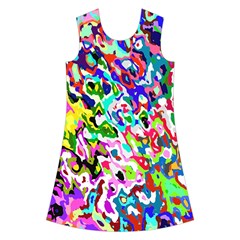 Colorful paint texture                                                        Kids  Short Sleeve Velvet Dress from ArtsNow.com Front