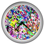 Colorful paint texture                                                    Wall Clock (Silver)