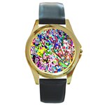 Colorful paint texture                                                    Round Gold Metal Watch