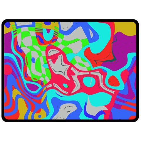 Colorful distorted shapes on a grey background                                                    Fleece Blanket from ArtsNow.com 80 x60  Blanket Front