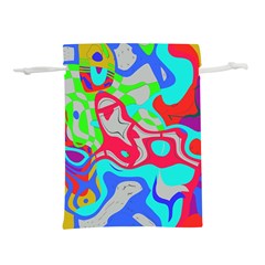 Colorful distorted shapes on a grey background                                                 Lightweight Drawstring Pouch (L) from ArtsNow.com Front