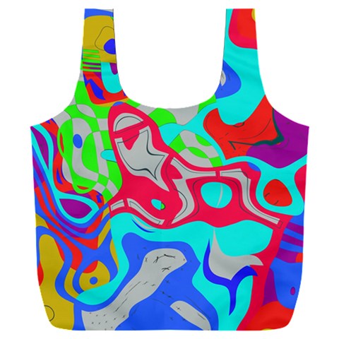 Colorful distorted shapes on a grey background                                                Full Print Recycle Bag (XXL) from ArtsNow.com Front