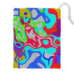 Colorful distorted shapes on a grey background                                                 Drawstring Pouch (5XL)