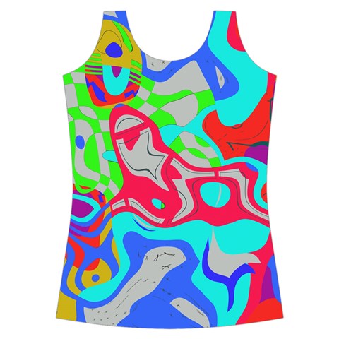 Colorful distorted shapes on a grey background                                                    Criss cross Back Tank Top from ArtsNow.com Front