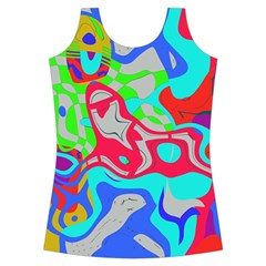 Colorful distorted shapes on a grey background                                                    Criss cross Back Tank Top from ArtsNow.com Front