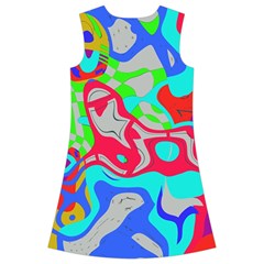 Colorful distorted shapes on a grey background                                                         Kids  Short Sleeve Velvet Dress from ArtsNow.com Back