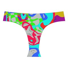 Colorful distorted shapes on a grey background                                                    Cross Back Hipster Bikini Set from ArtsNow.com Front Under