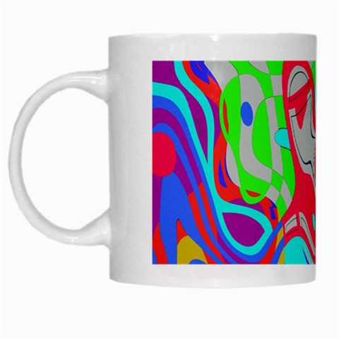 Colorful distorted shapes on a grey background                                                     White Mug from ArtsNow.com Left